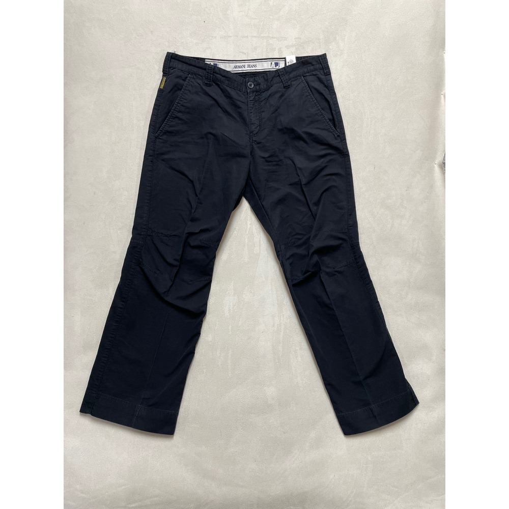 Armani Jeans Mens Black Cotton Trousers Straight Leg Chino Pants Size 38 D6P19BE